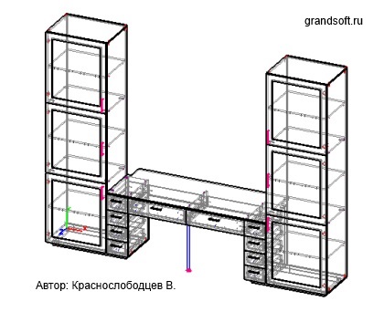 Примеры работ Базис-Мебельщик: проект сдвоенного шкафа со столом